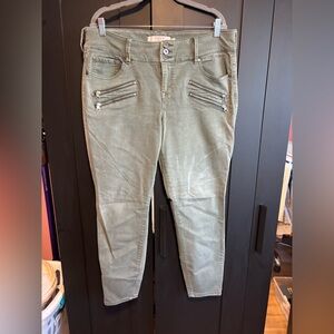 Torrid Olive Skinny Jeans with Zipper Details